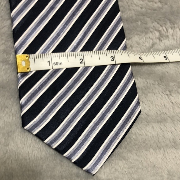 GRAND JOUR Paris Blue and Gray Striped Tie - Picture 5 of 7